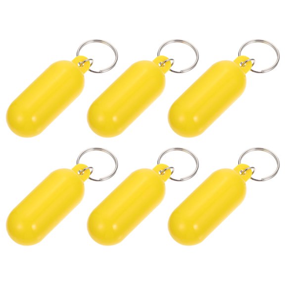 KONTONTY Yellow Floating Keychain ABS Alloy for Water Sports Decor 6Pcs