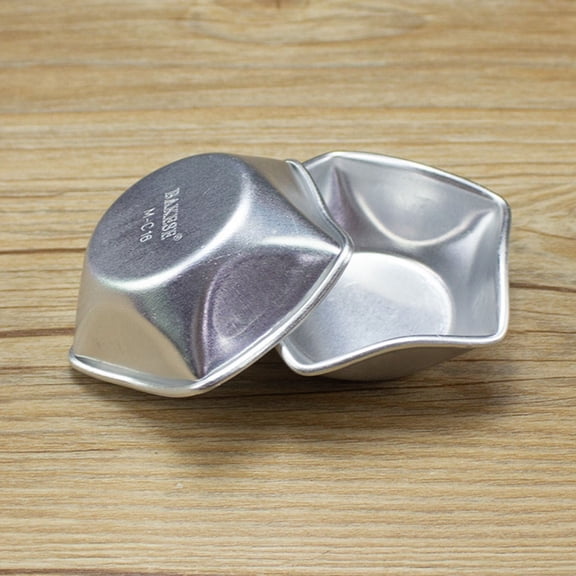 KONTONTY 6Pcs Plated Silver Star Shape Baking Mold for Dessert Premium Non Stick Bakeware