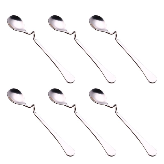 KONTONTY Bent Handle Coffee Spoon Stainless Steel Mixing Home Use 6Pcs