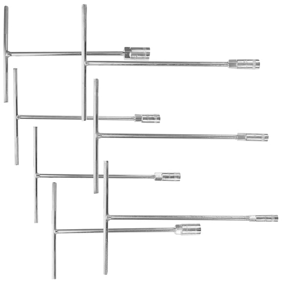 KONTONTY 7Pcs T Handle Socket Set Chrome Vanadium Steel Wrench Set Plated Silver for Repair Use