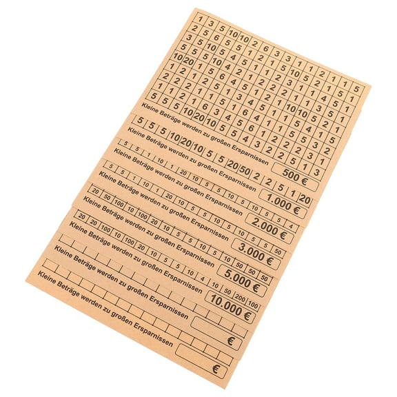 KONTONTY Set of 8 Light Brown Bank Challenge Sheets for Daily Budget Tracking and Management