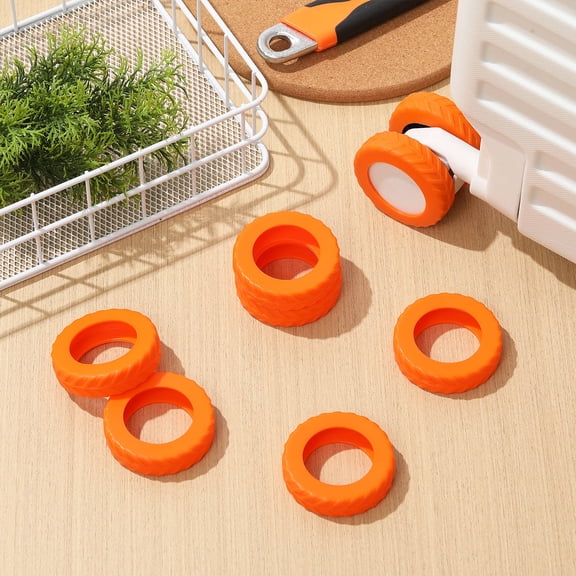 KONTONTY 8Pcs Silicone Caster Wheel Covers for Suitcase Travel Protective Orange Nonslip Shock Absorbing Socks