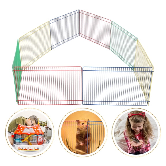 KONTONTY 8Pcs Hamster Accessories Iron Wire Pet Playpen For Small Animals 35X0.3937X23X0.3937in