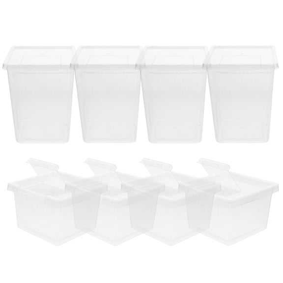 KONTONTY 8-Piece Portable Transparent Plastic Reptile Cage with Ventilation for Snakes, Spiders, and Small Pets Habitat
