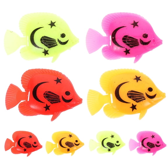 KONTONTY 8Pcs Compact Plastic Fake Fish Aquarium Decor Lovely Fish Figure for Tank Supplies