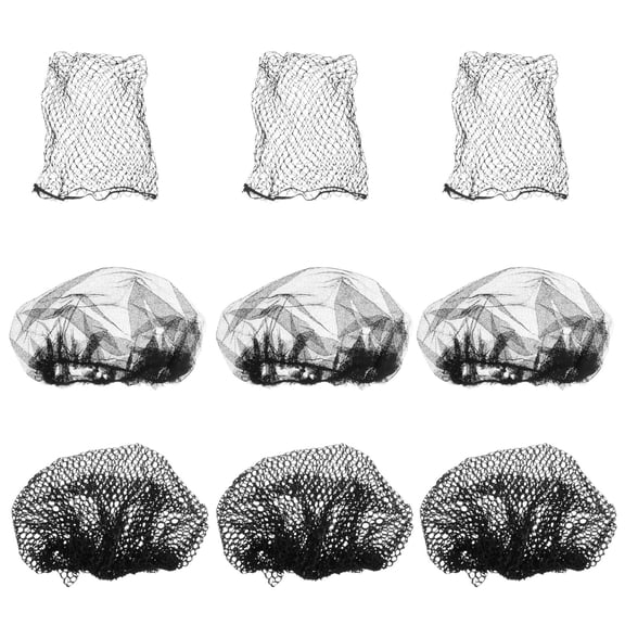 KONTONTY 9Pcs Black Hair Net Covers Reusable Comfortable Work Hair Hats for Factory and Home Use