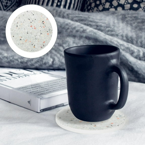 KONTONTY Absorbent Ceramic Coasters for Drinks with AntiScalding Design for Home Use Beige 2Pcs