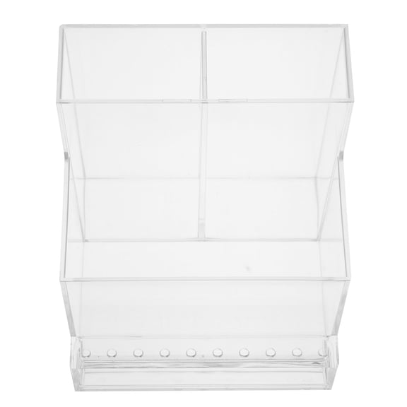 KONTONTY Acrylic Nail Tool Storage Box Desktop Organizer for Makeup Brushes and Cosmetics 4 Compartments