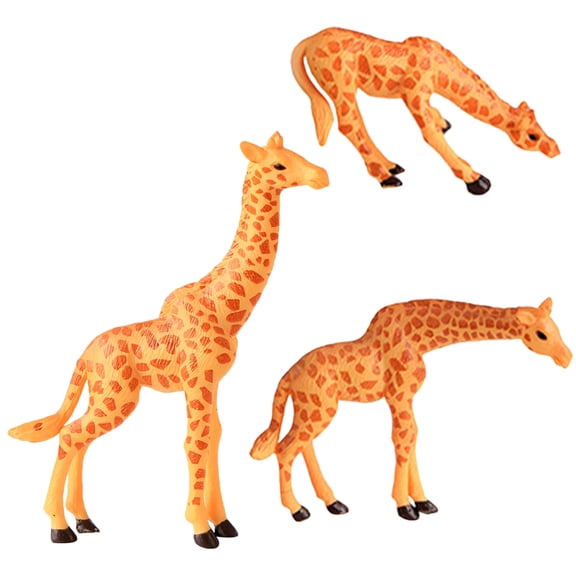 KONTONTY 3Pcs Small Orange ABS Giraffe Ornament Multi Function Garden Table Decor