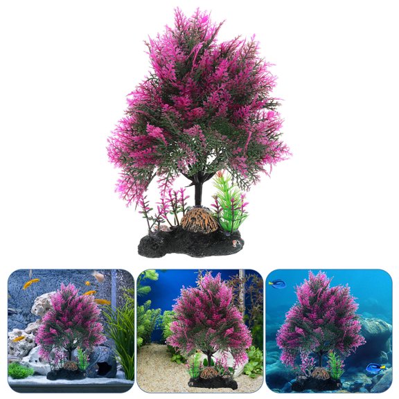 KONTONTY Plastic Aquarium Plant Decorations Set for Fish Tanks, Vibrant Pieces Ideal for Pet Owners 1 Set