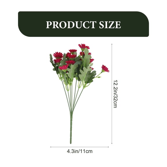 KONTONTY Artificial Daisy Bouquet with Rosy Faux Flowers, Plastic Simulation Decor for Home, Office, Shop - 3.5in x 2.7in x 1.1in