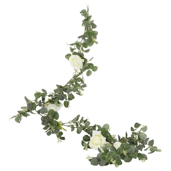 KONTONTY Green Artificial Eucalyptus Garland for Wedding Decor, Outdoor & Indoor Wall Hanging, Faux Leaves Decoration