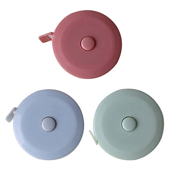 KONTONTY Assorted Color ABS Tape Measure for Accurate Measuring of Curved or Flat Surfaces Compact Size 3pcs
