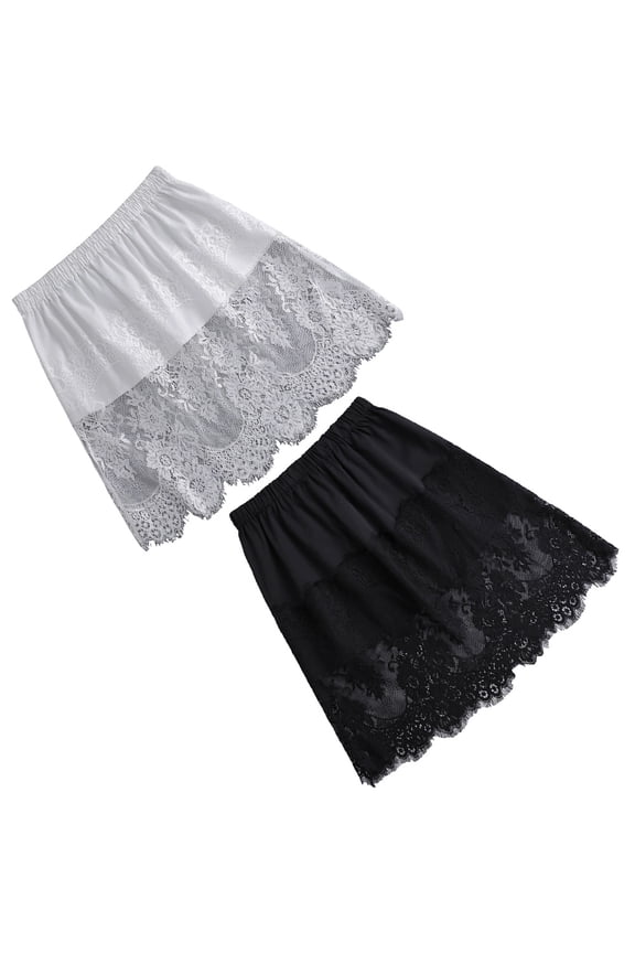 2Pcs Womens Mini Adjustable Shirt Extender Chiffon Black Layered Design For Summer