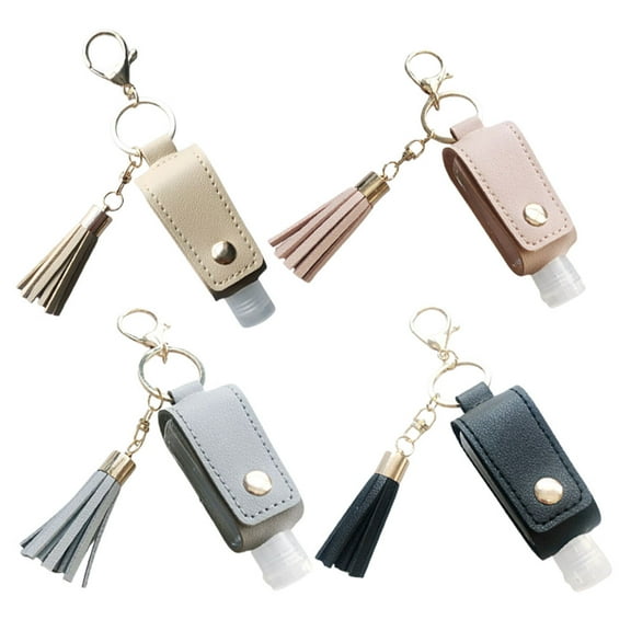 KONTONTY 4-Pack Small Refillable Bottles with Keychain, Hand Holder, and Portable Hanging Design for Travel and Everyday Use