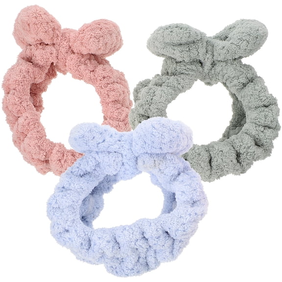 KONTONTY Assorted Headband Kit for Girls Soft Face Washing and Makeup Accessory 3pcs