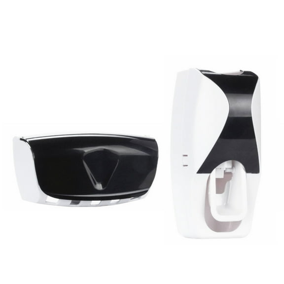 KONTONTY Automatic Toothpaste Dispenser and Toothbrush Holder Black for Clean Bathroom