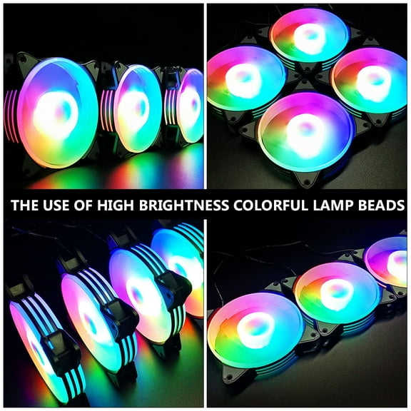 KONTONTY Professional Computer Cooling Fan Black 12Cm with Multi Mode Lighting