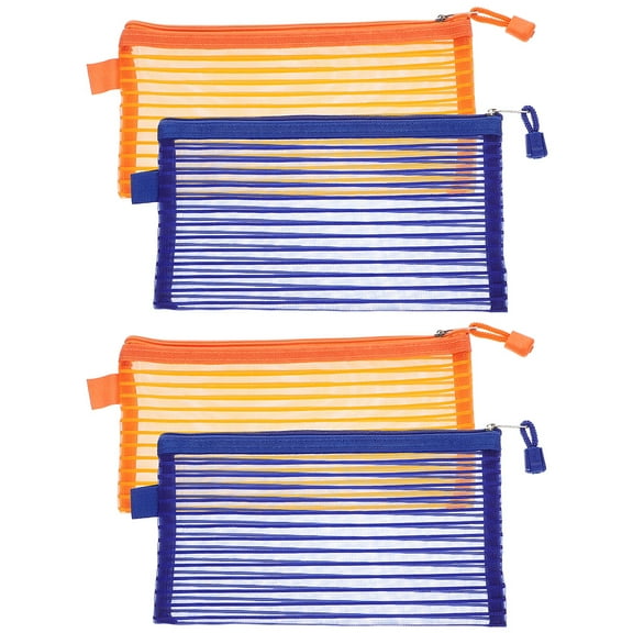 KONTONTY 4Pcs Aluminum Alloy and Polyester Zipper File Pouch Clear Document Organizer for Daily Use