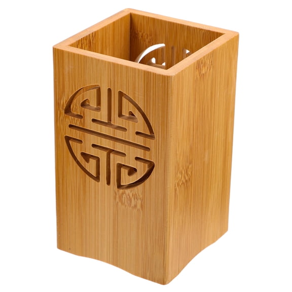 KONTONTY Bamboo Chopstick Holder for Kitchen Counter Light Yellow Utensil Draining Container Home Accessory