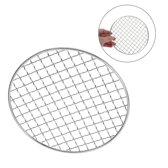 KONTONTY Portable Round Stainless Steel Grill Net for Outdoor Barbecue Use