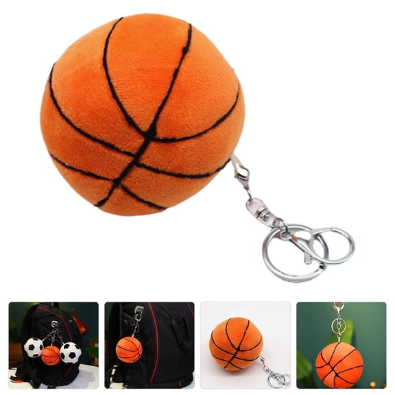 KONTONTY Orange Basketball Plush Keychain Charm Bag Pendant Stylish Decorative Accessory for Sports Fans