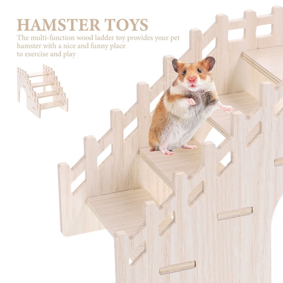 KONTONTY Beige Multi-Function Wood Ladder for Small Pets Hamsters and Chinchillas