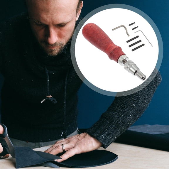 KONTONTY 1Set 7 in 1 Groover Tool Set Steel Wood Handle for DIY Leathercraft