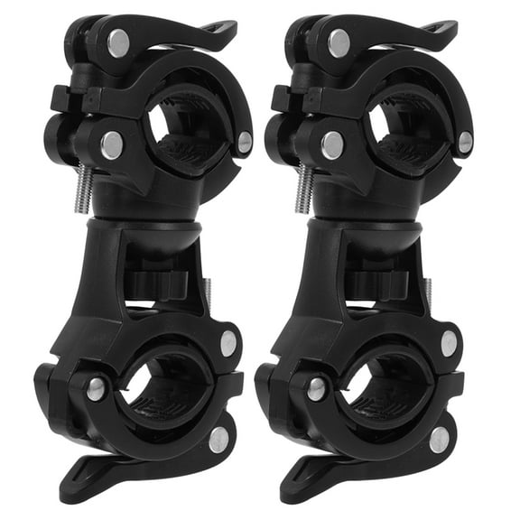 KONTONTY Bike Flashlight Holder 2Pcs Black Plastic Metal Dual Quick-Release Secure Mounting for Rough Terrains