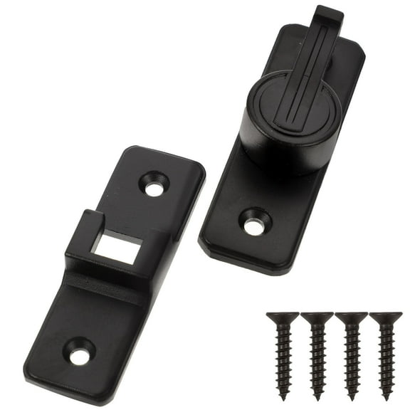 KONTONTY Black 90 Degree Rotatable Barn Door Latch Lock for Home Sliding Doors Gates and Cabinets