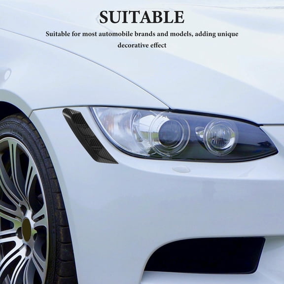 KONTONTY Black ABS Car Headlight Eyebrow Stickers for Stylish Vehicle Decoration with Durable Waterproof Design 2pcs