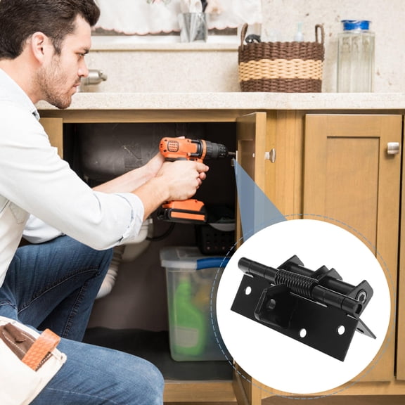KONTONTY Heavy Duty Black Spring Loaded Door Hinge for Wood Case with Adjustable Position