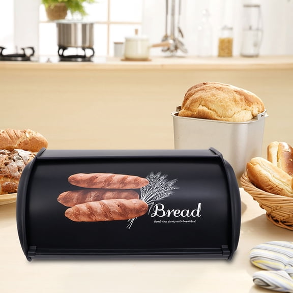 KONTONTY Retro Style Black Bread Holder Practical Household Bread Keeper with Stable Base