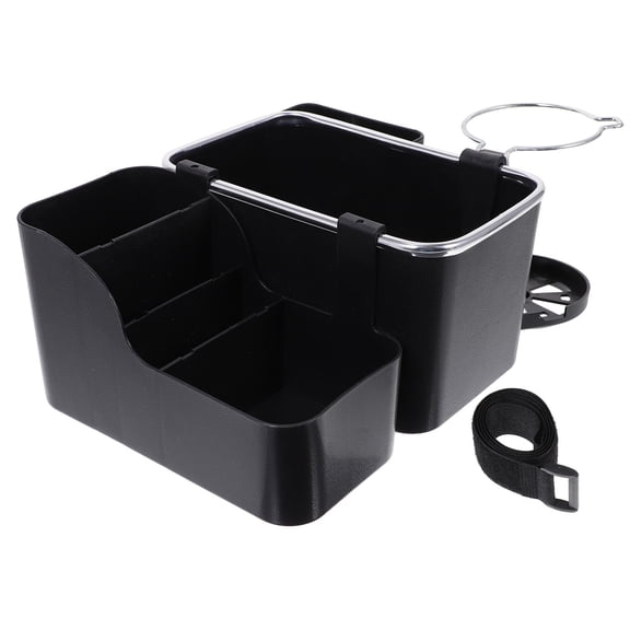 KONTONTY Black Car Center Console Organizer with Increased Capacity, Multipurpose ABS Storage Tray, Cup Holder 12.5 x 8.5 x 4.5 Inches