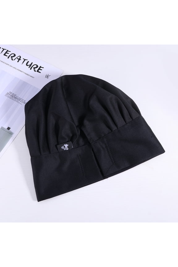 Mushroom Design Black Chef Hat Polyester Cotton Comfortable Restaurant Cap
