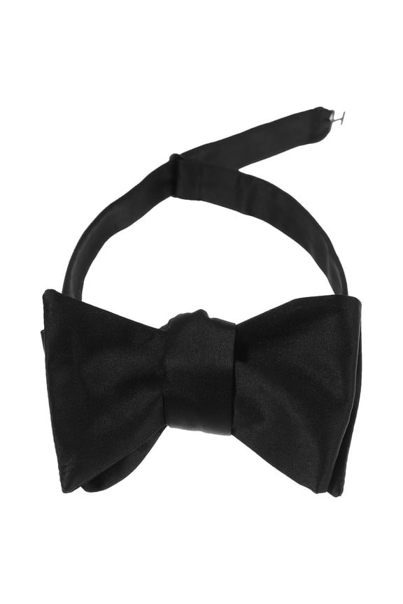 Black Men's Bow Tie Polyester Silk Elegant for Weddings and Business