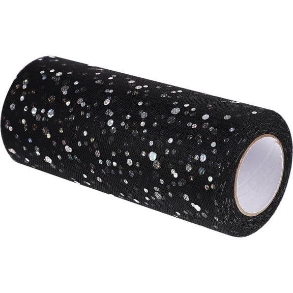 KONTONTY Black Mesh Tulle Fabric Roll Ribbon for Crafting, Wrapping, Projects, Decorations and Uses