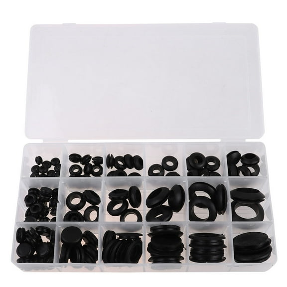 KONTONTY Black Rubber Grommet Kit 125Pcs Heat-resistant Elasticity for Car Door Window Industrial Use