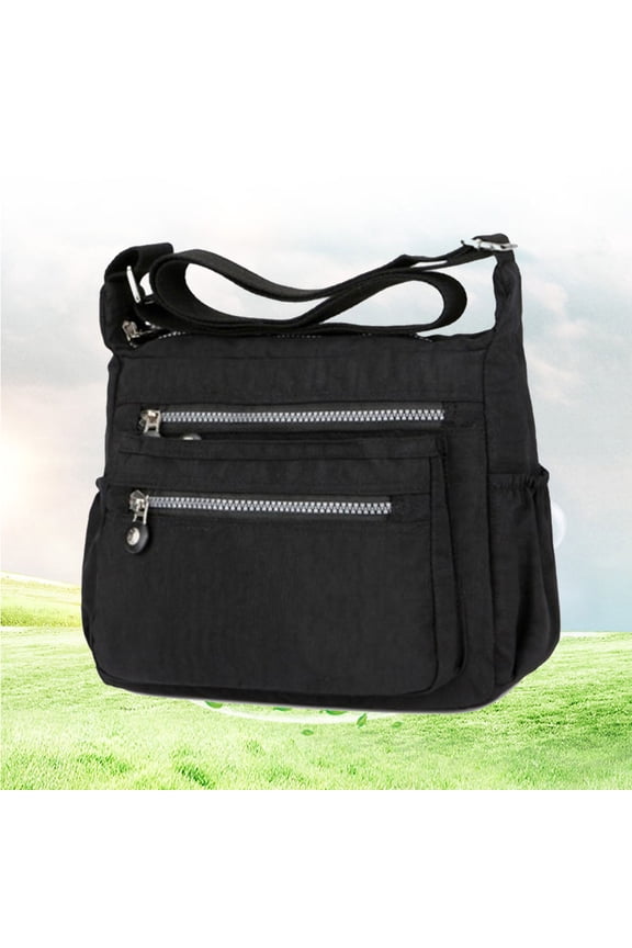 Black Simple Shoulder Bag Woman Waterproof Durable Handbag for Phone Earphone Storage