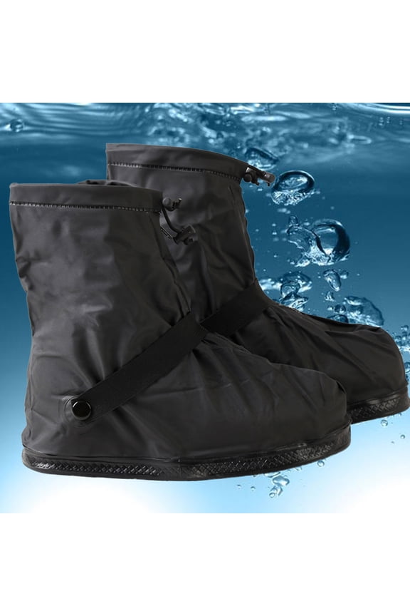 Black Shoe Covers with Zipper, and Wear-Resistant for Rain, Snow, and Outdoor