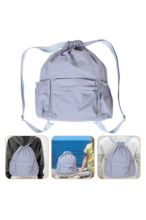Blue Lightweight Drawstring Gym Backpack Closure for Daily Commutes