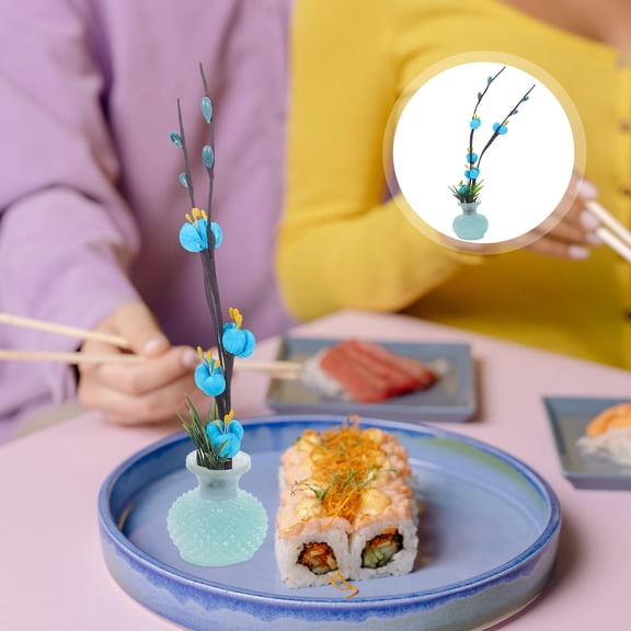 KONTONTY Blue Plastic Simulated Plum Blossom Sushi Dish Decor Workmanship