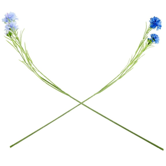 KONTONTY 2Pcs Simulation Cornflower Stems with Dense Leaves Realistic Floral Arrangement Decor
