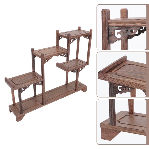 KONTONTY Wooden Display Stands Brown 1Pack for Artistic Decor