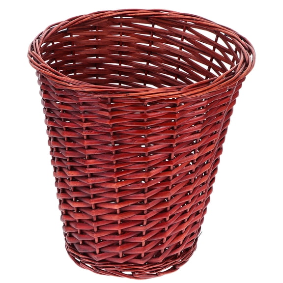 KONTONTY Brown Rattan Storage Basket 1Pc - Smooth, Wellcrafted Home Organizer Container for Sundries and Small Items