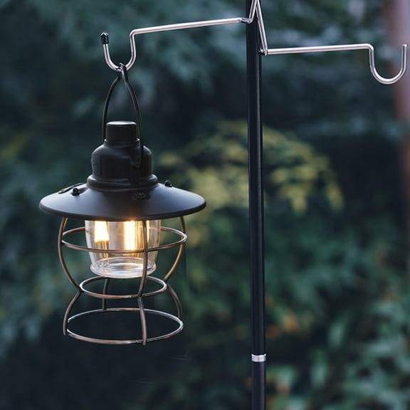 KONTONTY Camping Table Light Stand Black Dual Use Outdoor Camping Lamp Bracket Strong Load Bearing 1Set