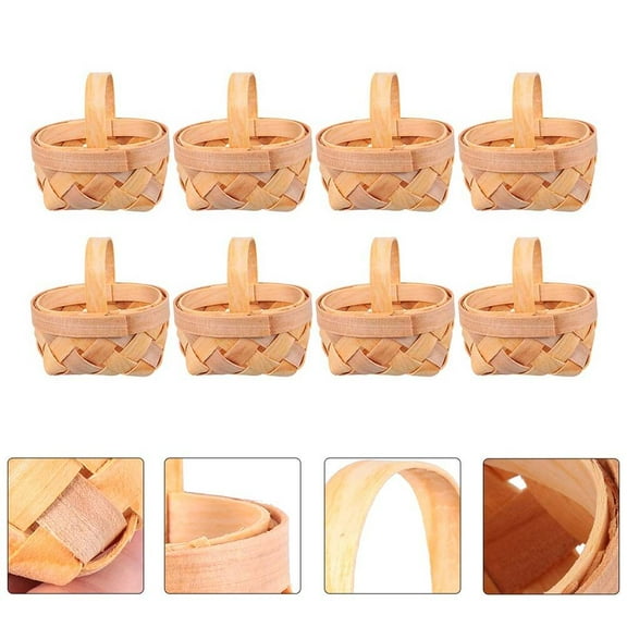 KONTONTY Chocolate Woven Basket for Decor Use Made of Synthetic Materials 8 Pieces Mini Baskets