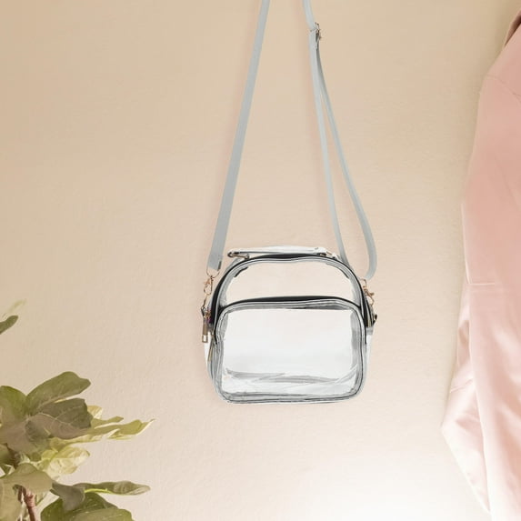 KONTONTY Clear Crossbody Bag Clear Messenger Shoulder Bag With Adjustable Strap See Through Handbags For Work Concerts Sports Events