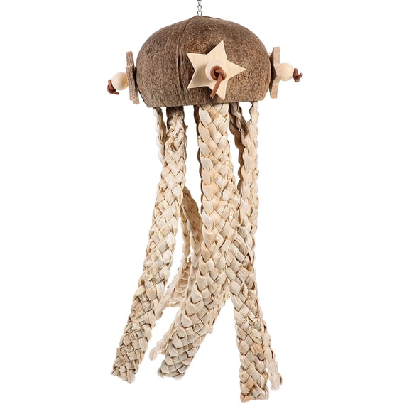 KONTONTY Coconut Shell Shredding Toy for Small Birds 2pcs Parrot Foraging Plaything