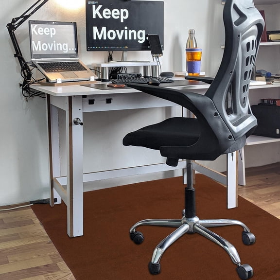 KONTONTY Office Chair Mat Coffee Polyester Non-Slip Floor Protector for Home